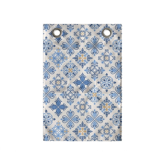 Oriental Hanging Pocket Organizer, Traditional Floral Motifs Nostalgic, Printed Polyester Storage Bag with Pockets, 14" x 20", Sky Blue White