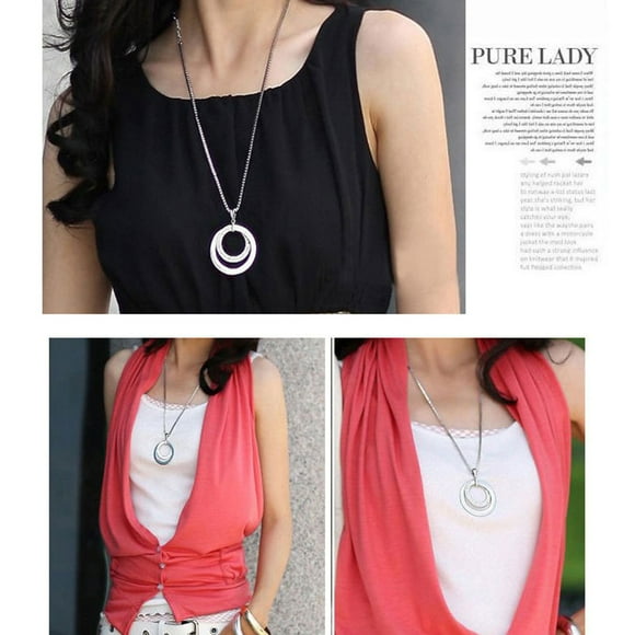SIfdSeng Long Chain Women Fashion Rhinestone Silver Plated Pendant Necklace Gift