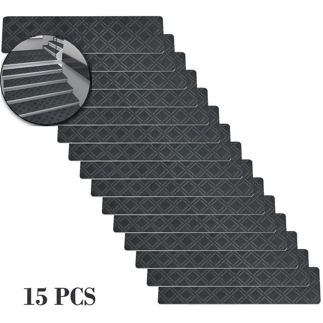 Dvruxg 15 Pcs Extra Large Non-Slip Carpet Stair Treads - Slip Resistant Indoor Rug for Elders & Pets - Easy to Clean with Reusable Adhesive