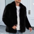 thumbnail image 5 of Men Cropped Fuzzy Jacket Winter Warm Coat Open Front Outerwear,Lapel Long Sleeve and Pocket Daily Casual Comfy Wear,Black,M, 5 of 8