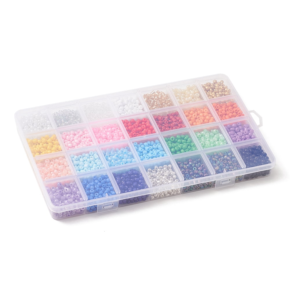 1Box 420G 28 Style 6/0 Glass Seed Round Beads Baking Paint & Inside Colours & Opaque & Ceylon Mixed Color 4~5x3~5mm Hole: 1.2~1.5mm 15g/style