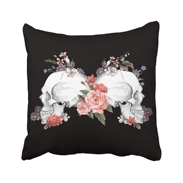 Arhome Colorful Tattoo Roses And Skull Vintage Watercolor Gothic Abstract Black Bone Day Pillow Case Pillow Cover 18x18 Inch Throw Pillow Covers Walmart Com Walmart Com