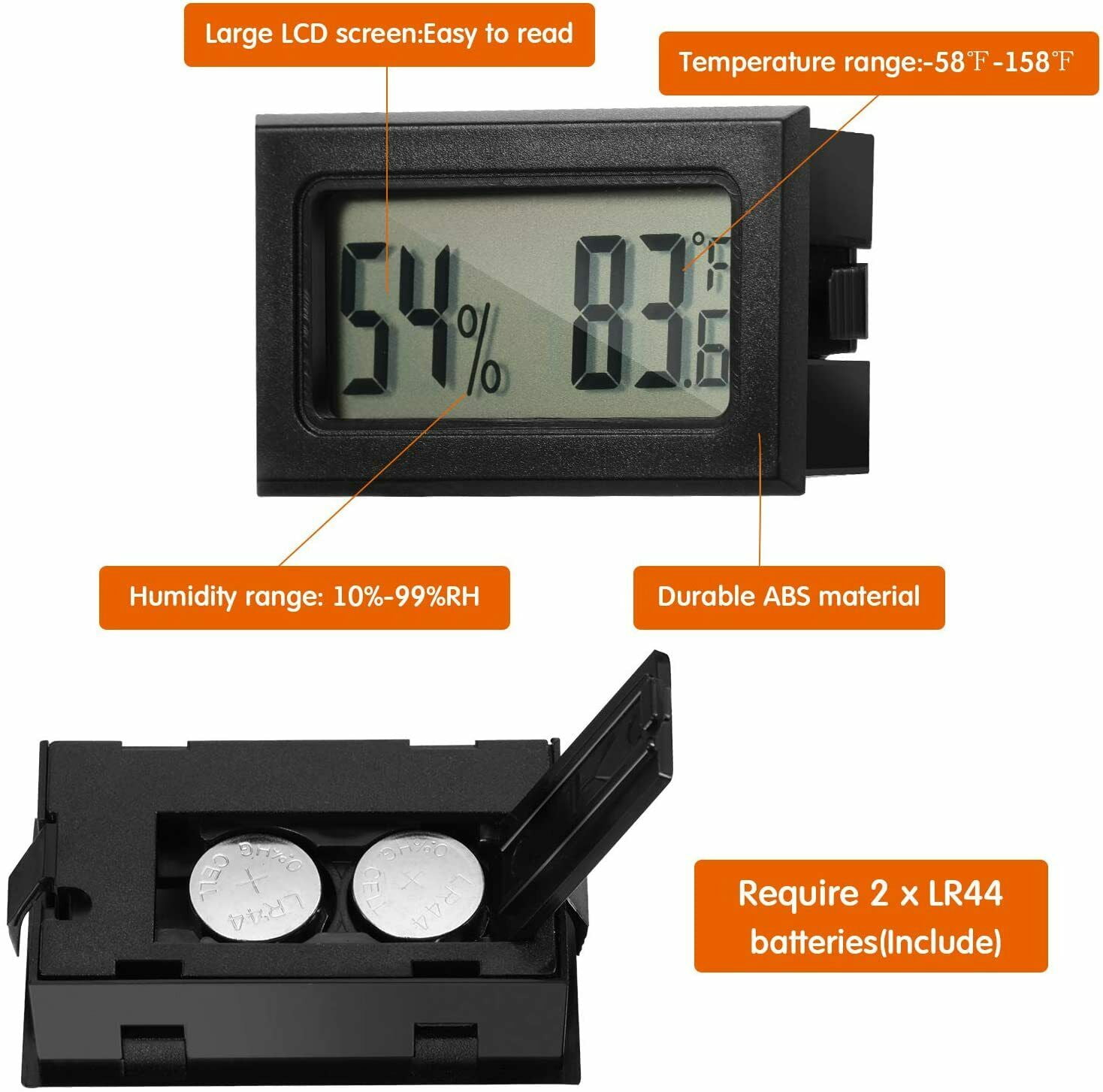 HERCHR Digital Thermometer, Mini Hygrometer Temperature Humidity Meter  Probe Sensor Digital LCD Thermometer, Thermometer Hygrometer