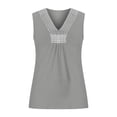 thumbnail image 2 of QLEICOM Womens Casual Sleeveless Tank Tops, Plus Size Summer T-shirt, Fashion Solid Cotton Lace Splicing Tops, V-Neck Sleeveless Cardigan Pullover Blouse Tunic Tops Gray XXL, 2 of 5