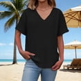 thumbnail image 2 of ZHYou Womens V Neck T Shirts Casual Short Sleeve Pullover Flowy Tops Cute Loose Fit Basic Tees,Black,S, 2 of 8