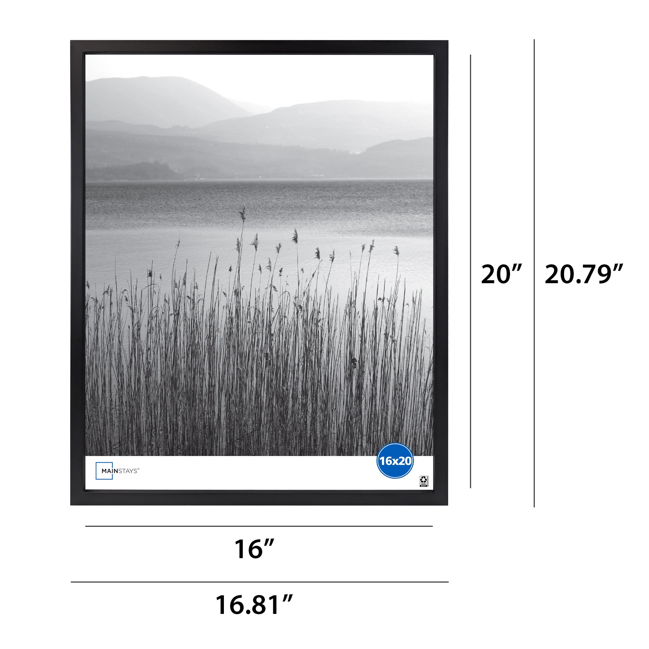 (2 pack) Mainstays – 16x20 Picture Frame – Black Gallery Linear Program Wall Photo Frame