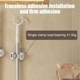 thumbnail image 4 of Nrmrqz Wall Mounted Mop & Brooms Holder - No Drill Adhesive Hanger for Bathroom & Kitchen - Heavy Duty Plastic Organizer Rack (White) - Holds Rakes, Shovels & Cleaning Tools - 2 Sizes Available, 4 of 6
