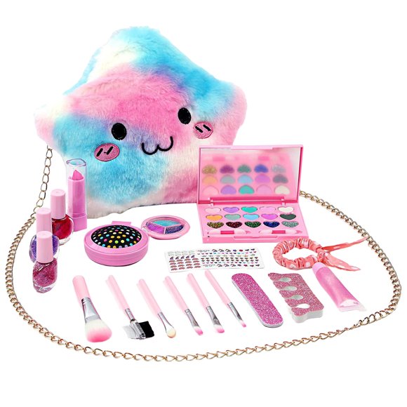 XFGOU Jouets et Passe-Temps Ensembles de Maquillage Trousses de Maquillage avec Trousse Cosmétique pour Petites Filles Cadeau d'Anniversaire Cosmétiques de Jeu pour Enfants Jouet Ensemble de Maquillage pour Tout-Petites Filles Âge 3 4 5 (Maquillage Pas Réel) 30 ml