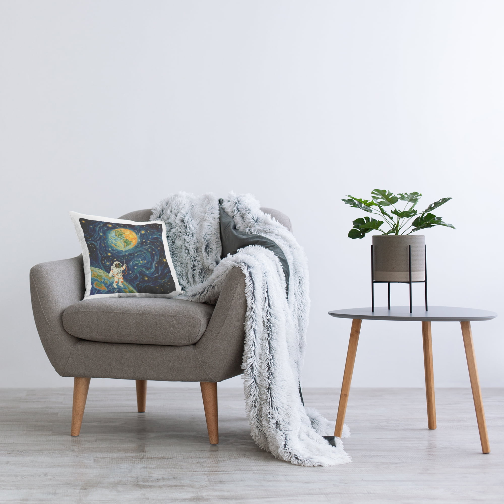 Stupell Industries Astronaut with Earth Balloon Decorative Printed Throw Pillow, design by Angie Hawke