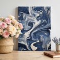 thumbnail image 2 of Canvas Wall Art, White Navy Blue Framed Canvas Prints for Kitchen Bedroom, Marble Texture Abstract Art Small Gallery Wrapped Wall Decor for Home Office, Gifts, 8"x12" Ship Next Day, 2 of 9