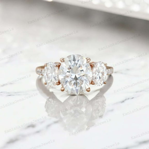 KANISHKAGEMS&JEWELS 8x6MM / 2Ct Vintage Moissanite Engagement Ring CZ Diamond Proposal Ring Alternative Fine Women Jewelry Anniversary Gift For Wife