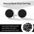 thumbnail image 4 of 925 Sterling Silver Viking Rune Natural Black Onyx Stud Earrings compatible Women Men, 4 of 4