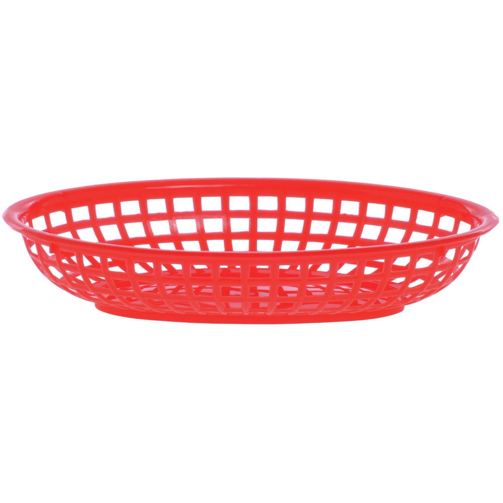 HUBERT® Serving Basket Fast Food Serving Basket Large Oval Red 9 1/2