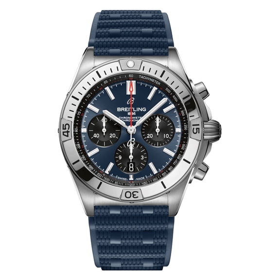 Breitling Chronomat B01 42 Automatic Chronograph Blue Dial Rubber Strap Men's Watch AB0134101C1S1