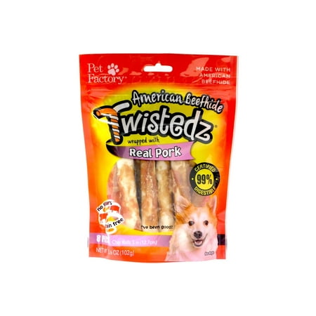 UPC: 0094983274169 | Pet Factory Twistedz American Beefhide Chip Rolls w/ Pork Meat Wrap 5   8 Count