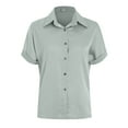 thumbnail image 6 of GEWSEY Womens Button Down Shirts Stretch Free Formal Short Sleeve Dress Shirt Summer Work Blouses Business Casual Tops Light Green, XL, 6 of 7