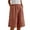 Pink, variant on Gyujnb Women Summer Cotton Linen Bermuda Shorts Elastic Waist Pleated Loose Knee‑Length Shorts with Side Pockets,White