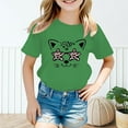thumbnail image 2 of Toddler Girl Shirts Kid Leisure Graphic Round Neck Short Sleeve Tee Summer Casual Wear Girls' Tops, Tees Green 8 Years-9 Years, 2 of 5