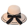 thumbnail image 1 of Women Hat Bow Braided Summer Foldable Sun Protection Cap for Outdoor, 1 of 10