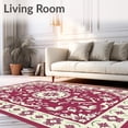 thumbnail image 2 of ODIKA 8'x10' Machine Washable Non-Slip Area Rug, Vintage Medallion with Distressed Watercolor Details High Traffic Rug with Pad, Red, 600166, 2 of 8