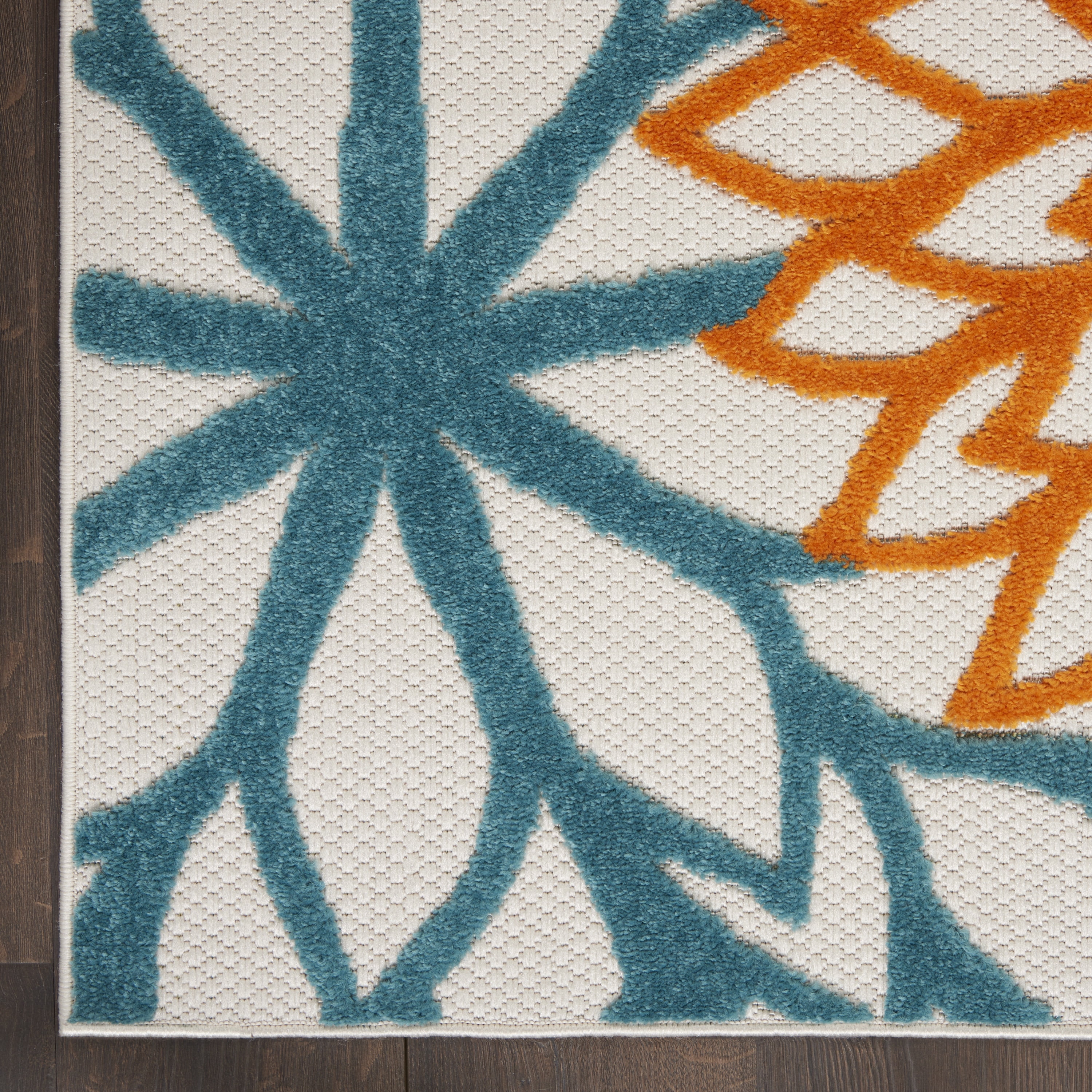Nourison Aloha Indoor/Outdoor Tropical Floral Turquoise Multicolor 7'10" x 10'6" Area Rug, (8' x 11')