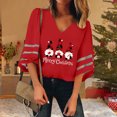 thumbnail image 3 of Merry Christmas Shirts for Women Half Sleeve V Neck Casual Xmas Graphic T Shirts Holiday Tops, 3 of 7