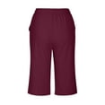 thumbnail image 4 of Red Womens Sweatpants Women's Cotton and Linen Pocket Elastic Casual Pants Women's Pants Five Quarter Pants Casual Pants Women, 4 of 5