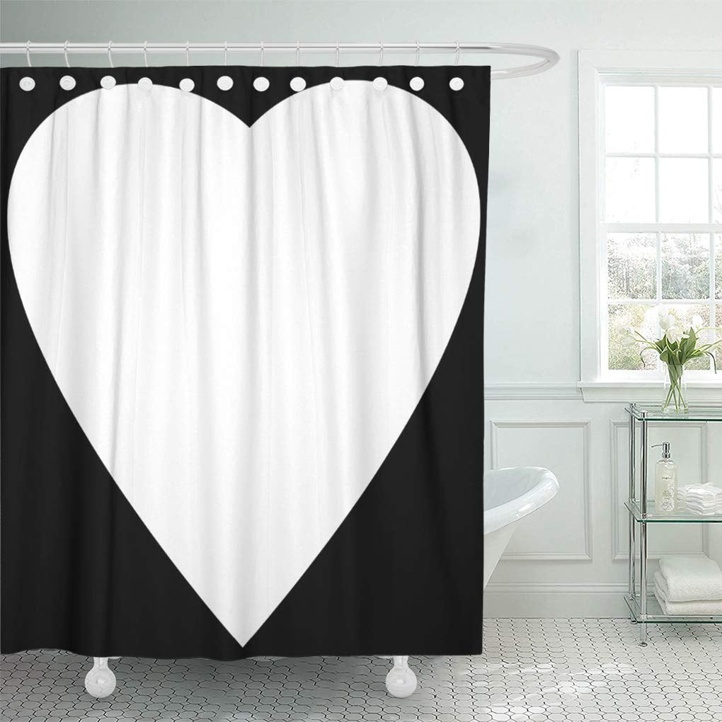 XDDJA Shape Black and White Love Heart Romantic Shower Curtain 60x72