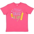 thumbnail image 3 of Inktastic Back to School Miss Talks a Lot Youth T-Shirt, 3 of 5