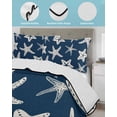 thumbnail image 4 of Quilts Twin Size Bedding Set, Navy Blue Starfish Coastal Lightweight Quilted Comforter, Nautical Summer Ocean Abstract Art Soft Bedspread Coverlet with Pillow Covers for All Season, 68" x 86", 4 of 7