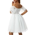 thumbnail image 4 of Mujer Puff Manga Tul Princesa Vestido Off Shoulder Cuello Cuadrado Hada Mini Vestido Tie Dye Fiesta Prom Noche Vestidos Nituyy Colores sólidos Vestido princesa manga corta tie dye manga abullonada verano, 4 of 5