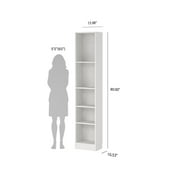 Tvilum Element Tall Narrow 5-Shelf Office Bookcase for Adults, White