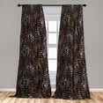 thumbnail image 2 of Bohemian Window Curtains, Earthy Colors Retro Themed Leaves Pattern Dotted Details Ornament, Lightweight Decor 2-Panel Set with Rod Pocket, Pair of - 28"x63", Dark Taupe Grey and Ginger, by Ambesonne, 2 of 3