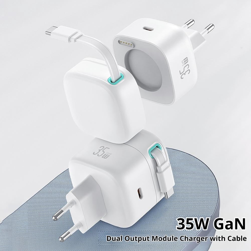 35W GAN Fast PD Charger USB C Ports Retractable Type C Cable TGY