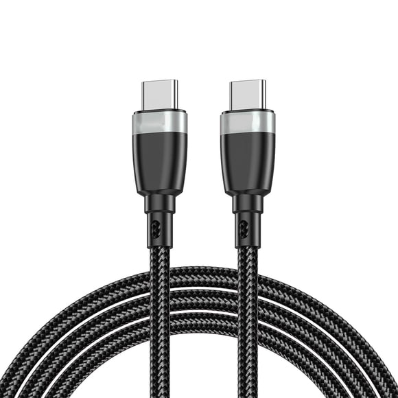 Inteprter Cable de carga rápida de protección de cobertura de 1/2 m 60/100 W (máx.) Cable de tipo C Cable de datos trenzado de nailon para Teléfono y Comunicación negro 1M 100W