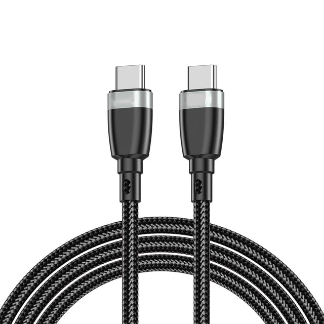 Seitruly Cable de carga rápida de protección de cobertura de 1/2 m 60/100 W (máx.) Cable de tipo C Cable de datos trenzado de nailon para Teléfono y Comunicación negro 1M 100W
