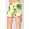thumbnail image 2 of Buttery Smooth Yellow Tie Dye Side Striped Drawstring Waist Dolphin Shorts Yellow L/XL, 2 of 2