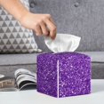 thumbnail image 6 of Tissue Glitter Purple Box Cover Holder, Square by Xecao - Leather Decorative Organizer for Tabletop, Bathroom, Car, Office, 6 of 8