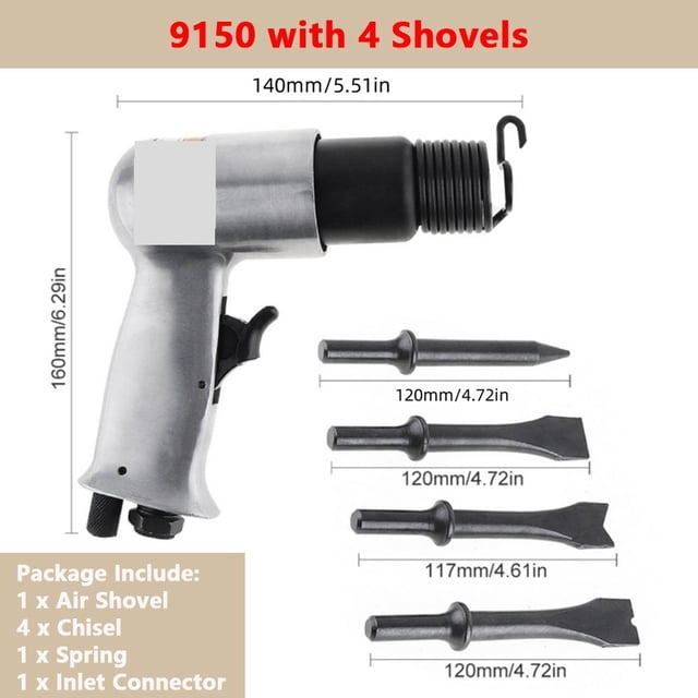3/8'' 120mm Air Hammer Professional Handheld Pistol Gas Shovels Small Rust Remover Cutting Pneumatic Tool Air Chisel ,Powerhouse Performance