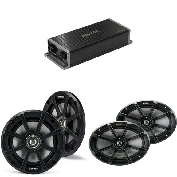 Kicker KPX300.4 Powersports & Motorcycle Amp & 6.5" & 6x9" Speakers (4 Ohm )