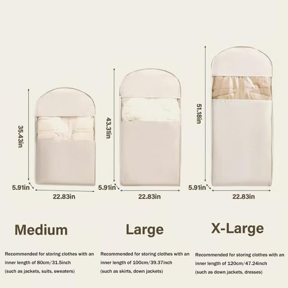 Hanging Garment Bag with Compression Zipper, Space Saving Closet Organizer for Coats Jackets Suits, Waterproof Clothes Storage Bag