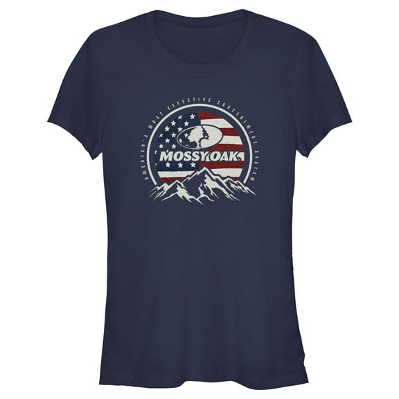 Junior's Mossy Oak Patriotic Valley Logo Graphic Tee Navy Blue Small