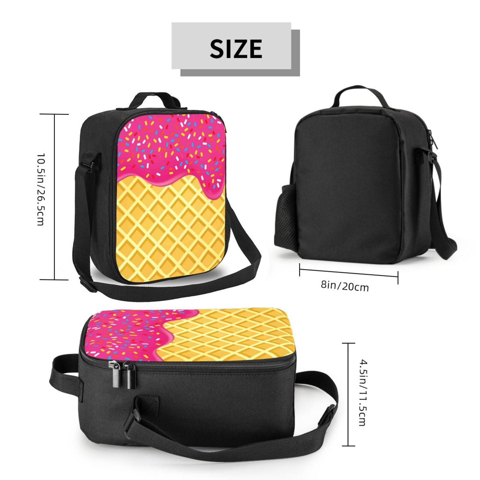 Ratiio Red Ice Cream Print Lunch Box - Reusable Lunch Bag Men Adult Women- Insulated LunchBox