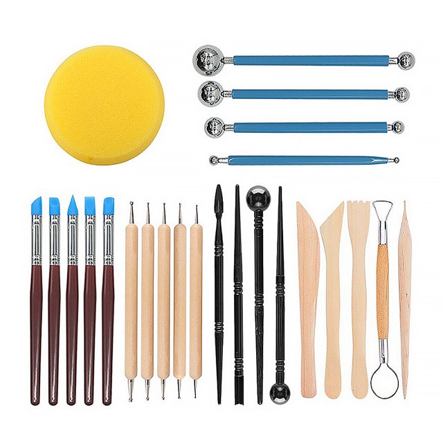 Speravity Juego de 24 unidades de herramientas de bricolaje para cerámica, juego de herramientas de modelado con mango de y cerámica para esculpir Kits y herramientas para tallar Speravity TO1589-00B