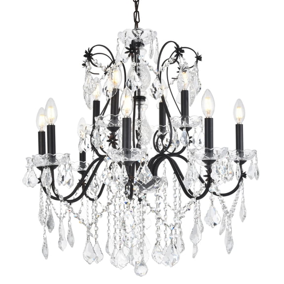 2015 St. Francis Collection Chandelier D:28in H:28in Lt:12 Dark Bronze Finish (Royal Cut Crystals)