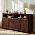 thumbnail image 2 of Hassch Rattan Buffet Cabinet with 4 Doors, Modern Credenza Storage Cabinet, Sideboard with Adjustable Shelves for Living Room, Dining Room, Kitchen, Hallway, Walnut, 2 of 7