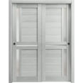 thumbnail image 1 of Sliding Closet Bypass Doors 60 x 84 inches | Veregio 7288 Light Grey Oak with Frosted Glass | Sturdy Rails Moldings Trims Hardware Set | Wood Solid Bedroom Wardrobe Doors, 1 of 4