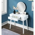thumbnail image 2 of Roundhill Furniture Maly Contemporary Wood Vanity and Stool Set, White, 2 of 7