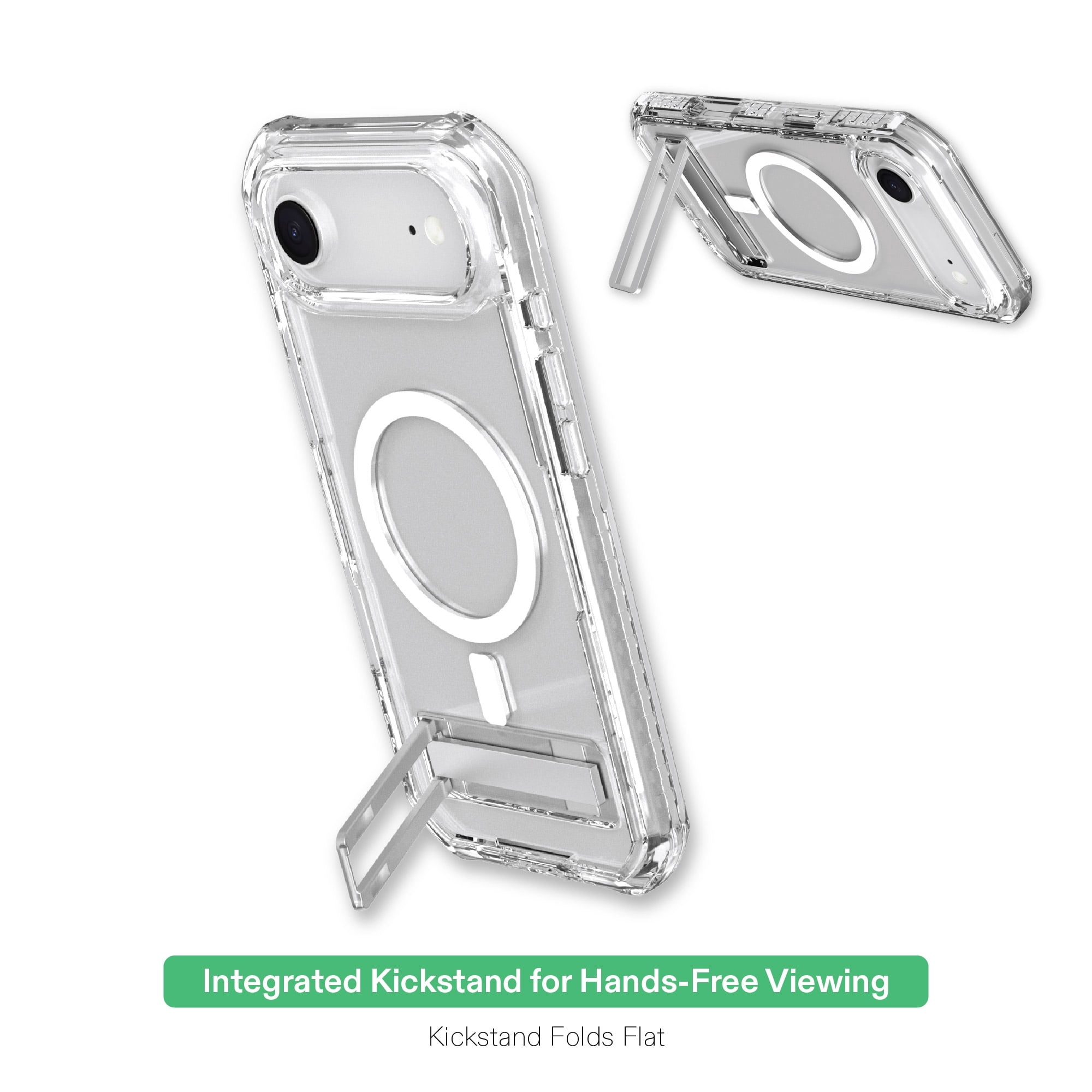 onn Rugged Phone Case with Kickstand for iPhone Air, MagSafe Compatible - Clear