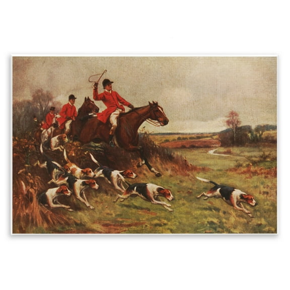 Stupell Industries Hunting Dogs in Countryside People Painting Unframed Art Print Wall Art, 15 x 10